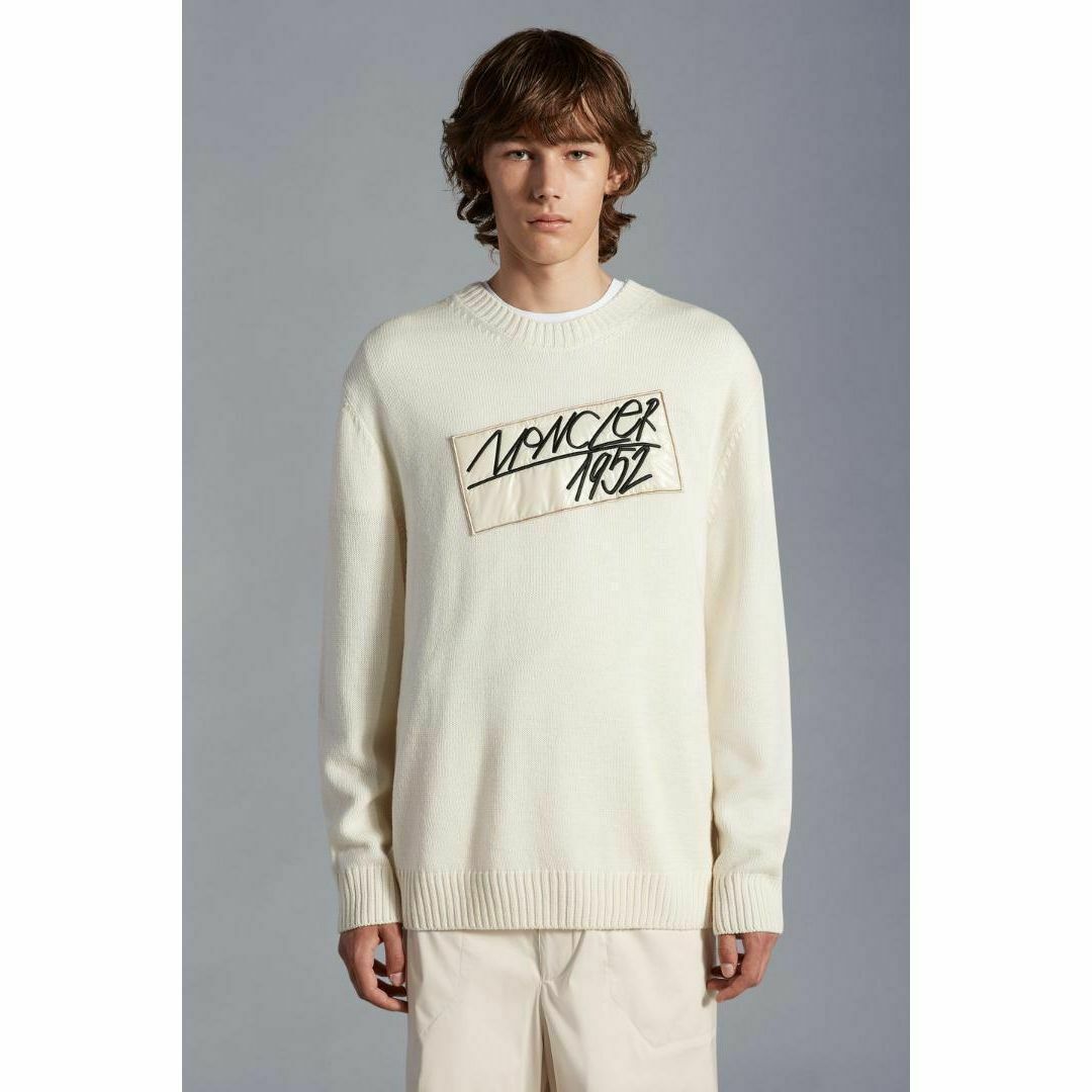 L MONCLER 1952 ロゴパッチニット セーター 白 モンクレール L MONCLER 1952 ロゴパッチニット セーター 白 モンクレール