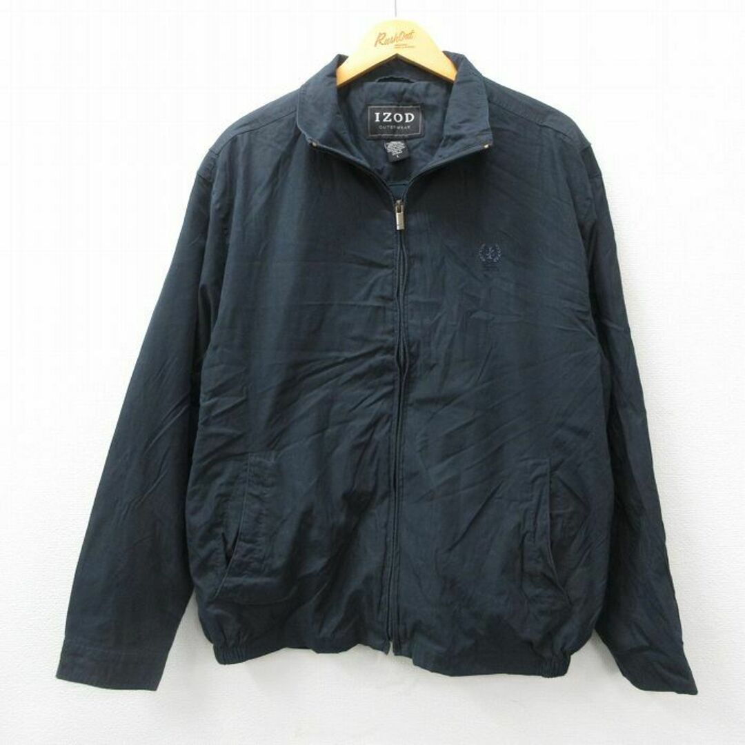 XL☆古着 IZOD 長袖 ジャケット メンズ ワンポイントロゴ 黒 XL☆古着 IZOD 長袖 ジャケット メンズ ワンポイントロゴ 黒