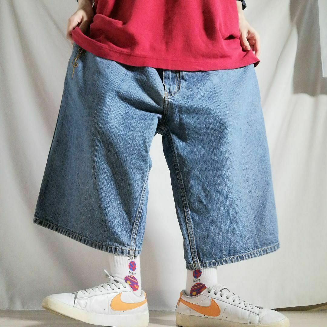 Sean John - 00s ショーンジョン 刺繍 バギー 極太デニムハーフ Sean John - 00s ショーンジョン 刺繍 バギー 極太デニムハーフ