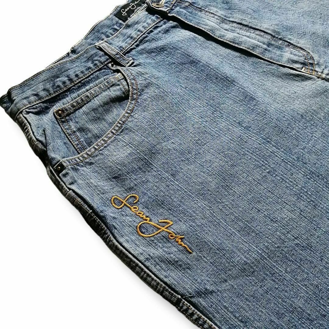 Sean John - 00s ショーンジョン 刺繍 バギー 極太デニムハーフ Sean John - 00s ショーンジョン 刺繍 バギー 極太デニムハーフ