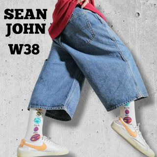 Sean John - 00s ショーンジョン 刺繍 バギー 極太デニムハーフ Sean John - 00s ショーンジョン 刺繍 バギー 極太デニムハーフ