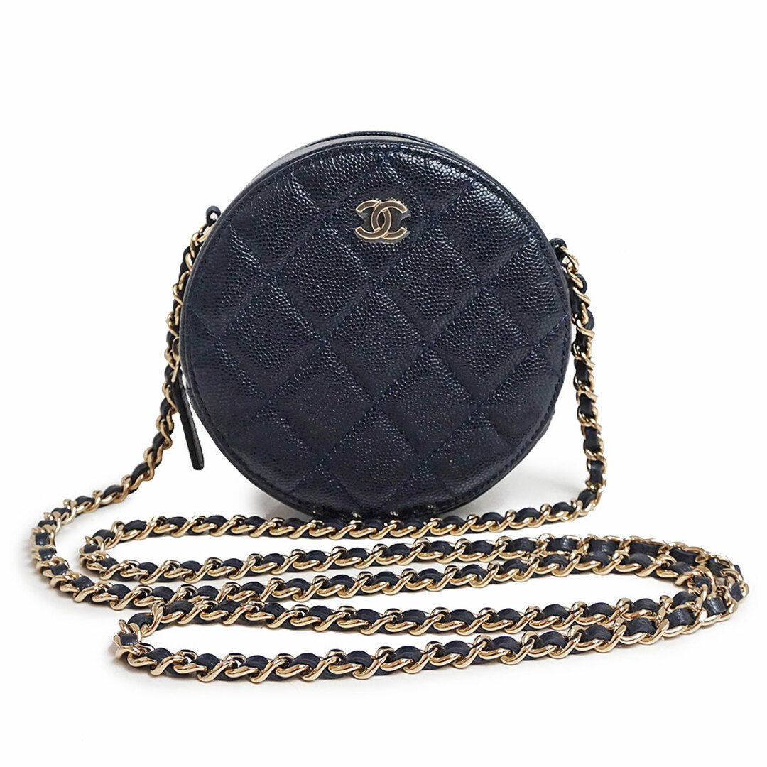CHANEL - シャネル マトラッセ 丸型 ラウンド ミニポシェット CHANEL - シャネル マトラッセ 丸型 ラウンド ミニポシェット