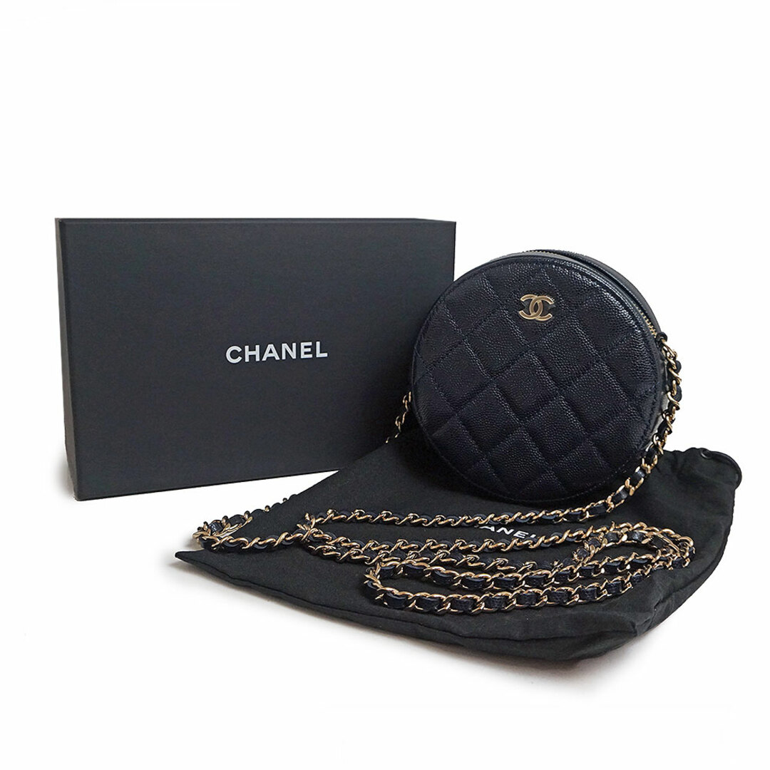 CHANEL - シャネル マトラッセ 丸型 ラウンド ミニポシェット CHANEL - シャネル マトラッセ 丸型 ラウンド ミニポシェット