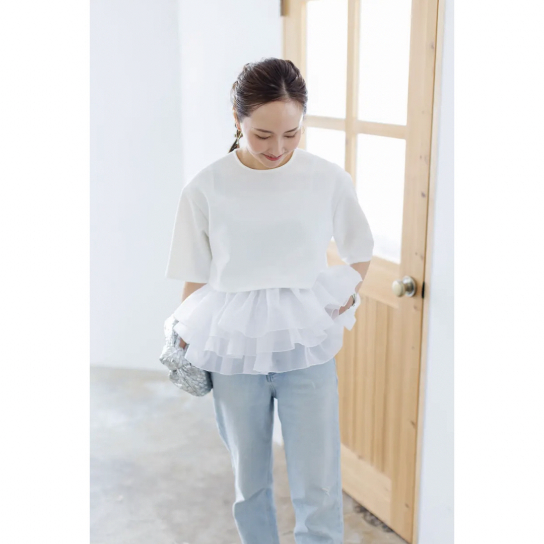 新品未使用/Bluelea Hem tulle docking pullover 新品未使用/Bluelea Hem tulle docking pullover