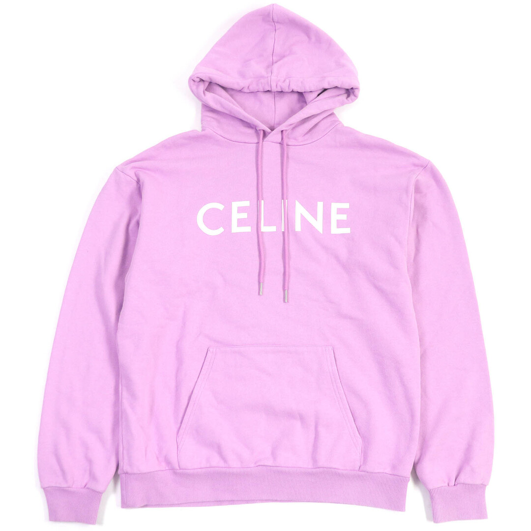 CELINE - 美品□CELINE セリーヌ 2Y369670Q コットン100％ ロゴプリント ルーズフーディー プルオーバー パーカー ラベンダー M イタリア製 正規品 メンズ