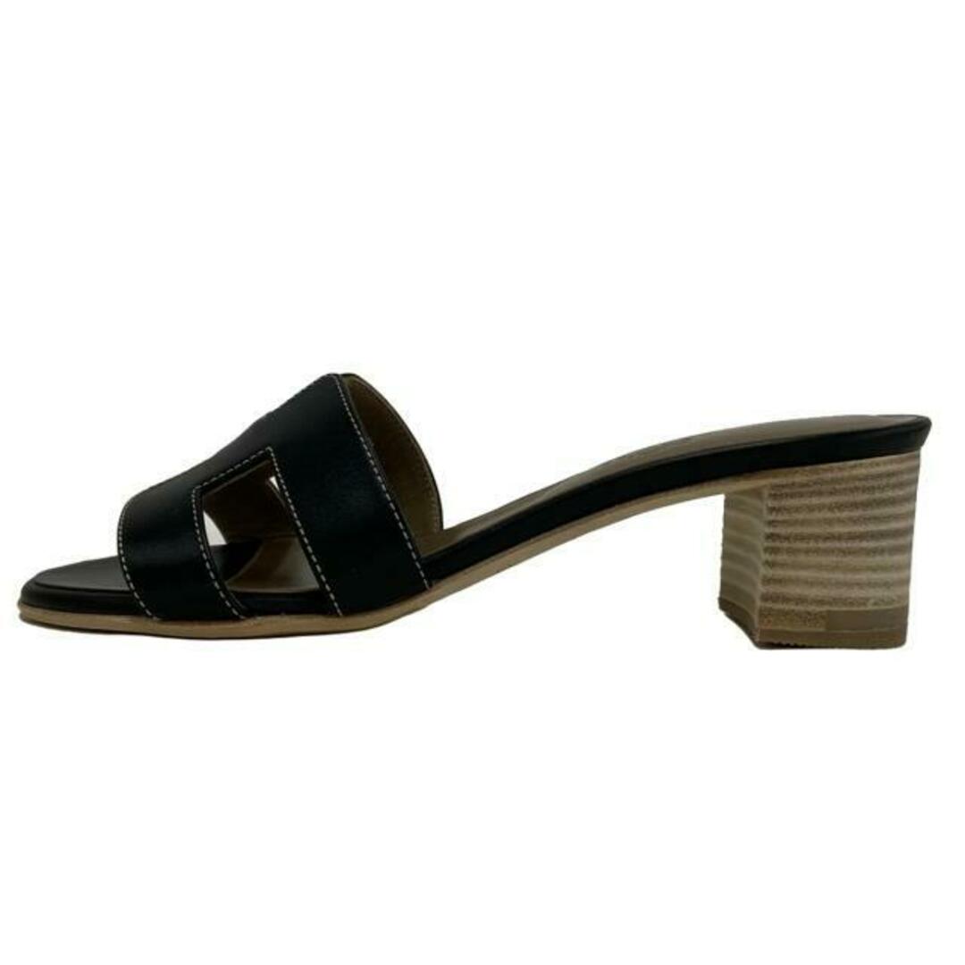 HERMES(エルメス) サンダル 36 レディース美品 オアジス 黒 HERMES(エルメス) サンダル 36 レディース美品 オアジス 黒