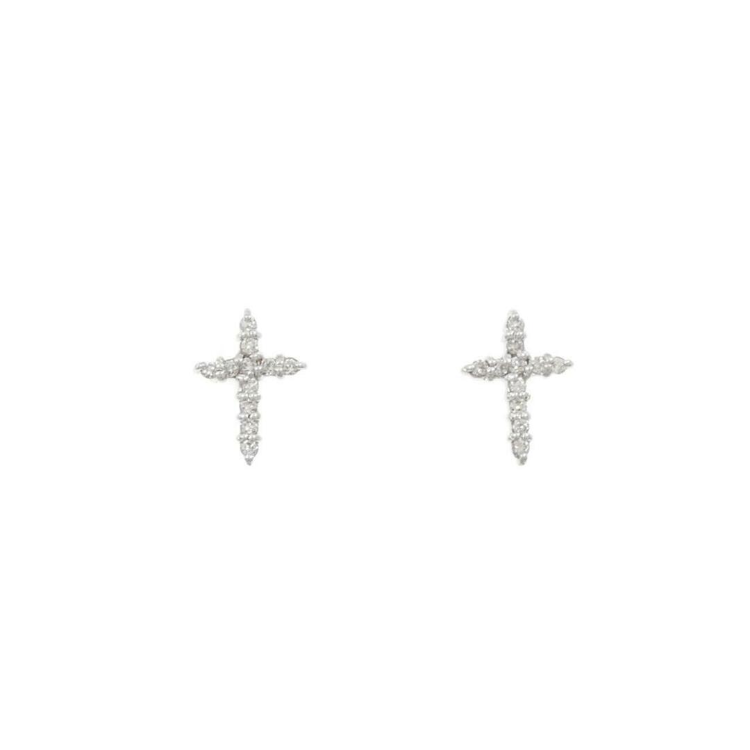 K18WG クロス ダイヤモンド ピアス 0.10CT K18WG クロス ダイヤモンド ピアス 0.10CT