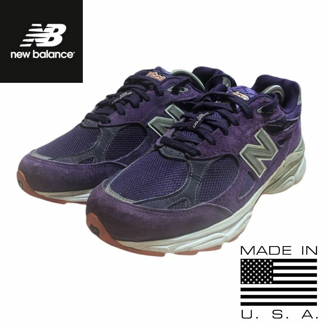 New Balance(ニューバランス)のレア NEW BALANCE M990BOS3 USA製 パープル スニーカー メンズの靴/シューズ(スニーカー)の商品写真