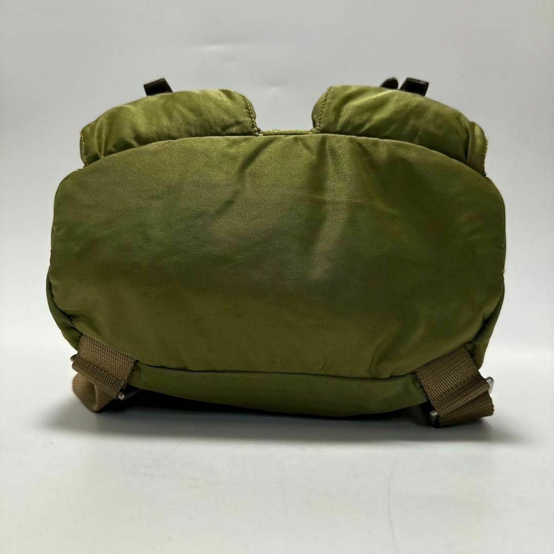a29【極美品】プラダ 三角ロゴ ナイロン レザー カーキ リュック a29【極美品】プラダ 三角ロゴ ナイロン レザー カーキ リュック