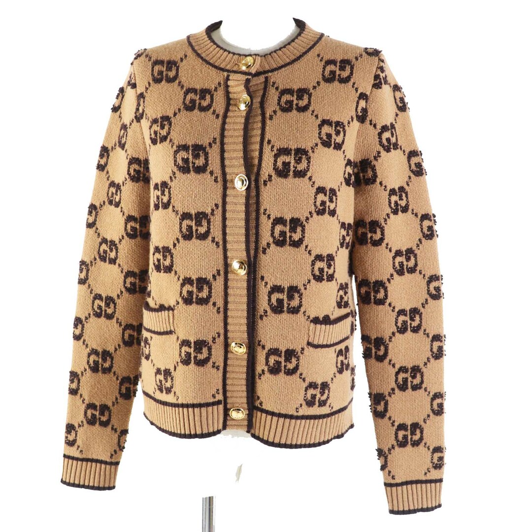 美品✨GUCCI現行タグカシミヤ100%カーディガンパールリボンベージュ 美品✨GUCCI現行タグカシミヤ100%カーディガンパールリボンベージュ