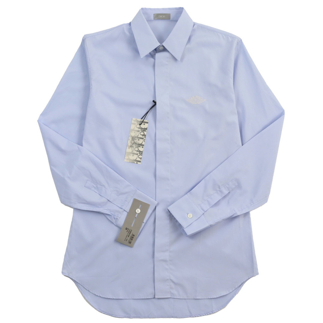 DIOR HOMME - 未使用品●DIOR ディオール オム NIKE ナイキ 20AW 013C502J1581 M.Woven Shirt AIR DIORウイングロゴ刺繍 長袖シャツ ブルー 38 イタリア製 正規品 メンズ