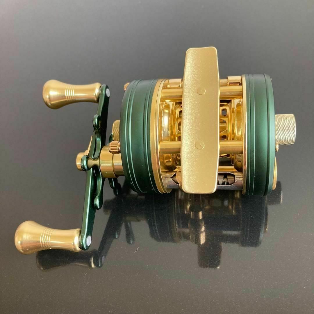 新品】渓流ベイトリール 丸型リール トラウト用 ゴールド/グリーン 新品】渓流ベイトリール 丸型リール トラウト用 ゴールド/グリーン