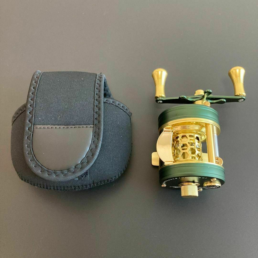 新品】渓流ベイトリール 丸型リール トラウト用 ゴールド/グリーン 新品】渓流ベイトリール 丸型リール トラウト用 ゴールド/グリーン