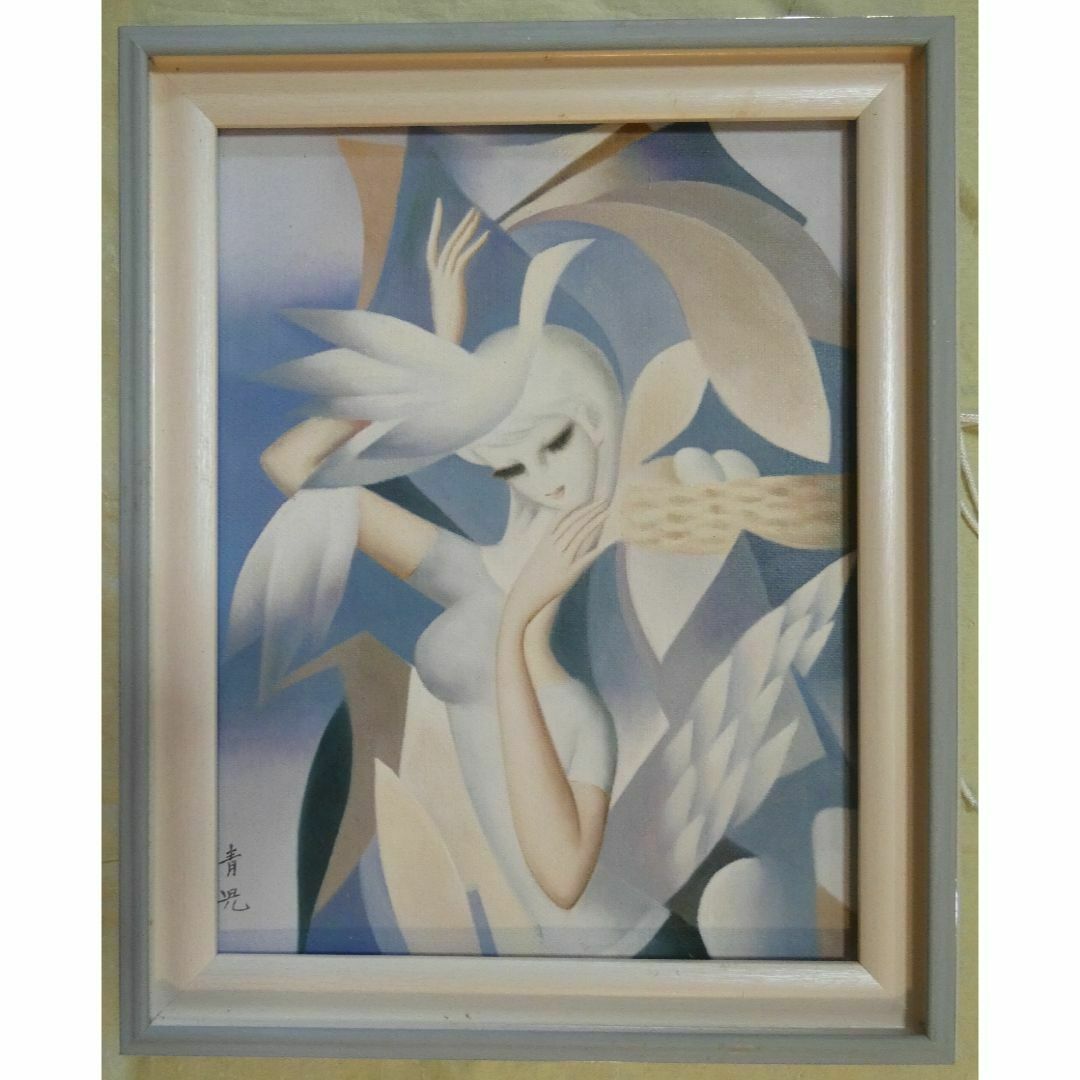 絵画 肉筆手描き 油彩 東郷青児 「鳥と少女」 サイン F6サイズ 絵画 肉筆手描き 油彩 東郷青児 「鳥と少女」 サイン F6サイズ
