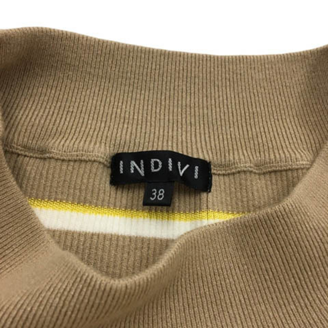 INDIVI(インディヴィ)のインディヴィ セーター ニット リブ マルチボーダー 長袖 38 ベージュ 黄 レディースのトップス(ニット/セーター)の商品写真