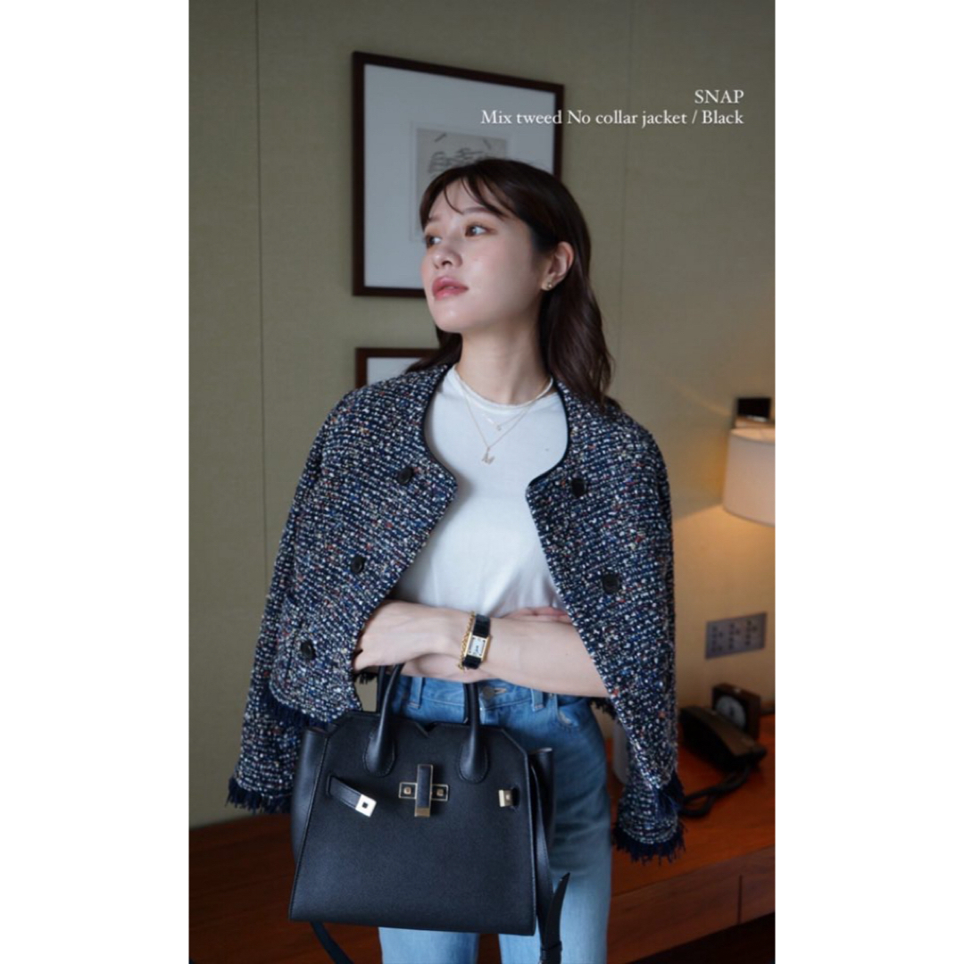 Mix tweed No collar jacket Mix tweed No collar jacket