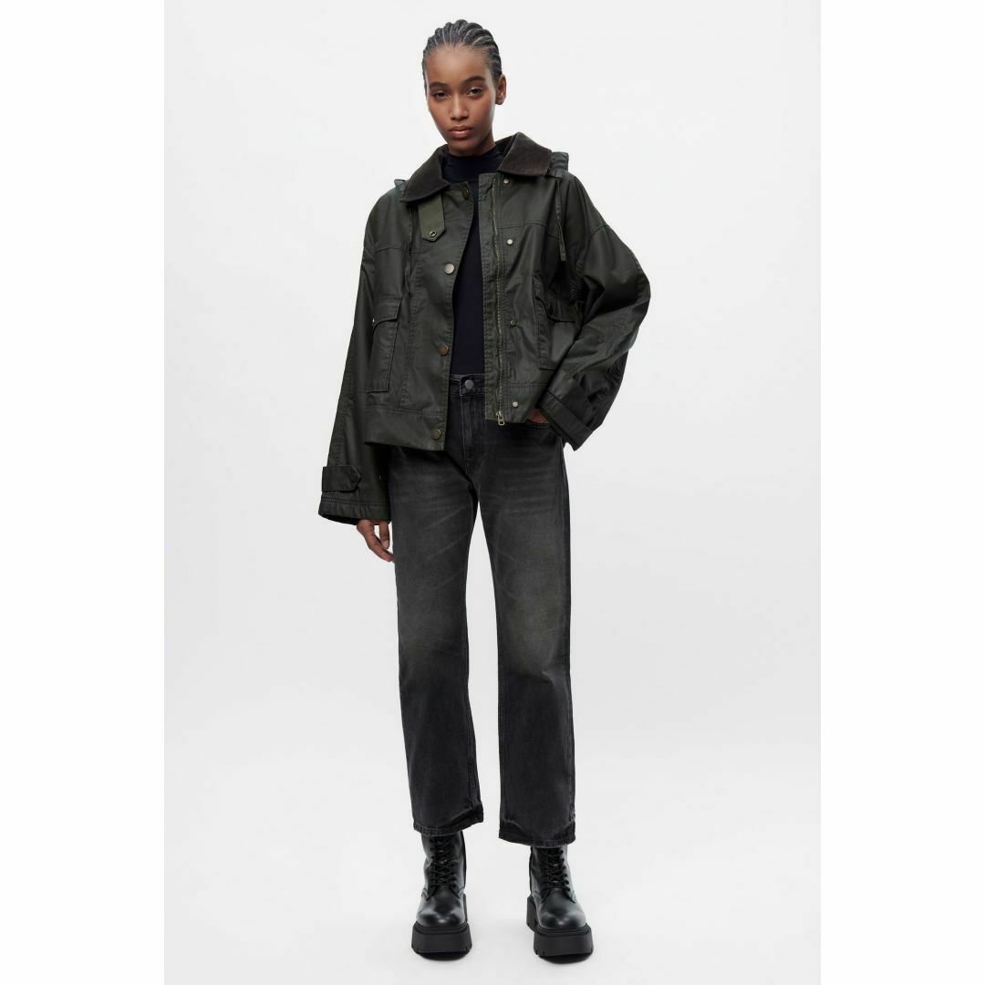 ZARA - 新品ZARAワックスコーティングミリタリージャケットLZW ZARA - 新品ZARAワックスコーティングミリタリージャケットLZW