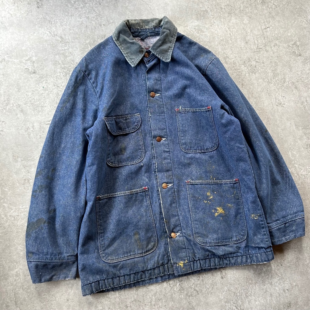 70S ラングラー BLUE BELL チョアコート カバーオール ポーカーズ 激レア】70S USA製 ラングラーBLUE BELLデニム カバーオール