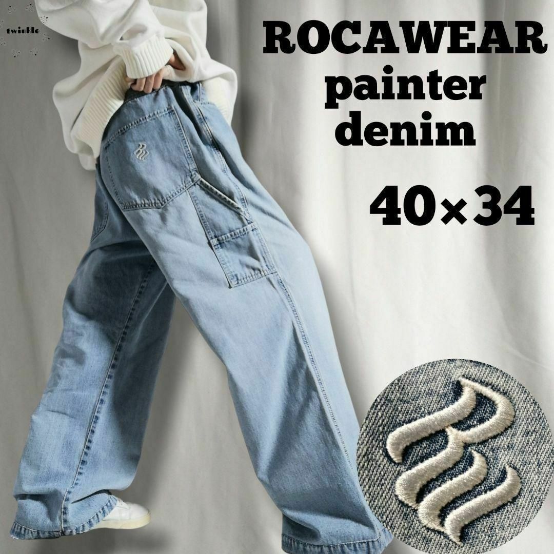 Rocawear - ロカウェア バックロゴ刺繍 超極太ワイドデニム Rocawear - ロカウェア バックロゴ刺繍 超極太ワイドデニム