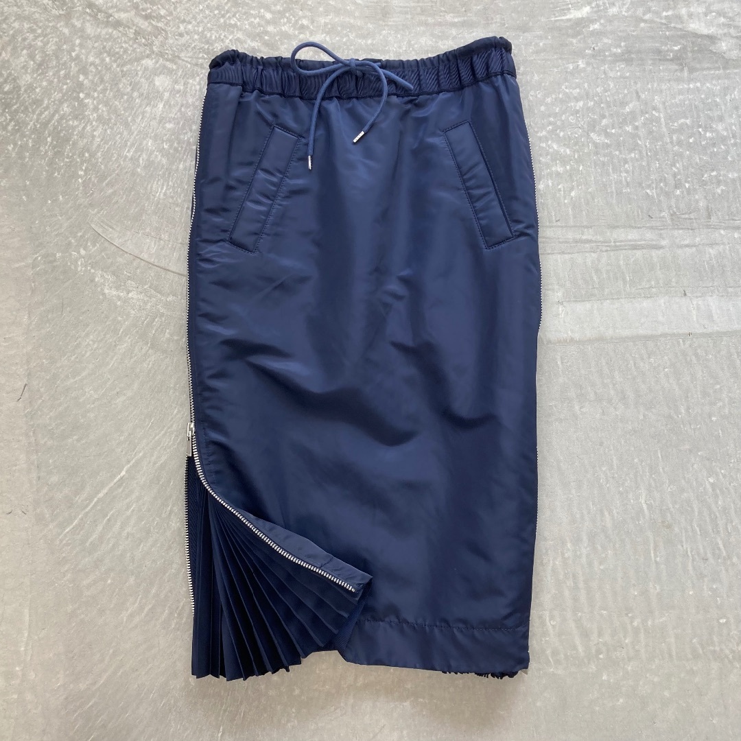 サカイ ナイロン サイドジップ スカート ネイビー 1 sacai