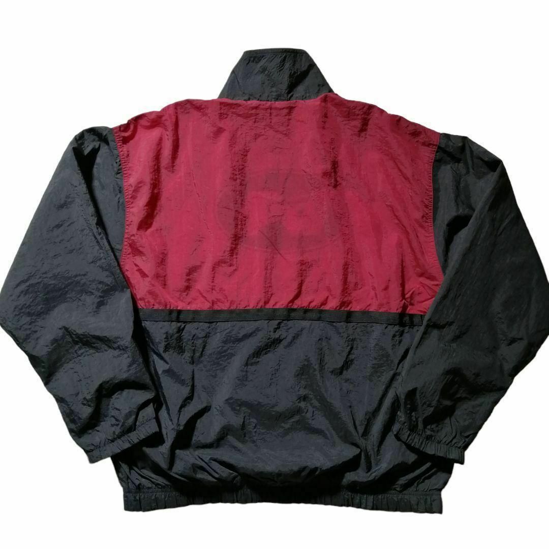 NIKE - 90年代NIKEマルチカラー刺繍ロゴナイロンジャケット黒赤 NIKE - 90年代NIKEマルチカラー刺繍ロゴナイロンジャケット黒赤