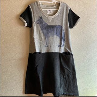 ボシュプルメット(bortsprungt)のボシュプルメット　狼ワンピース　半袖　楽ちんワンピース　膝丈　スウェット(ひざ丈ワンピース)