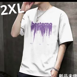 01.メンズ　半袖　Tシャツ　プリントTシャツ　紳士服　ホワイト　2XL(3L)(Tシャツ/カットソー(半袖/袖なし))