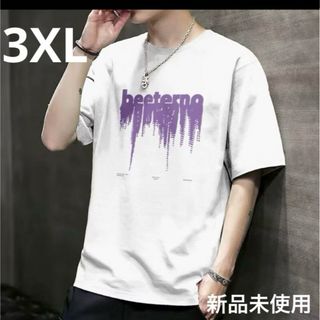01.メンズ　半袖　Tシャツ　プリントTシャツ　紳士服　ホワイト　3XL(4L)(Tシャツ/カットソー(半袖/袖なし))