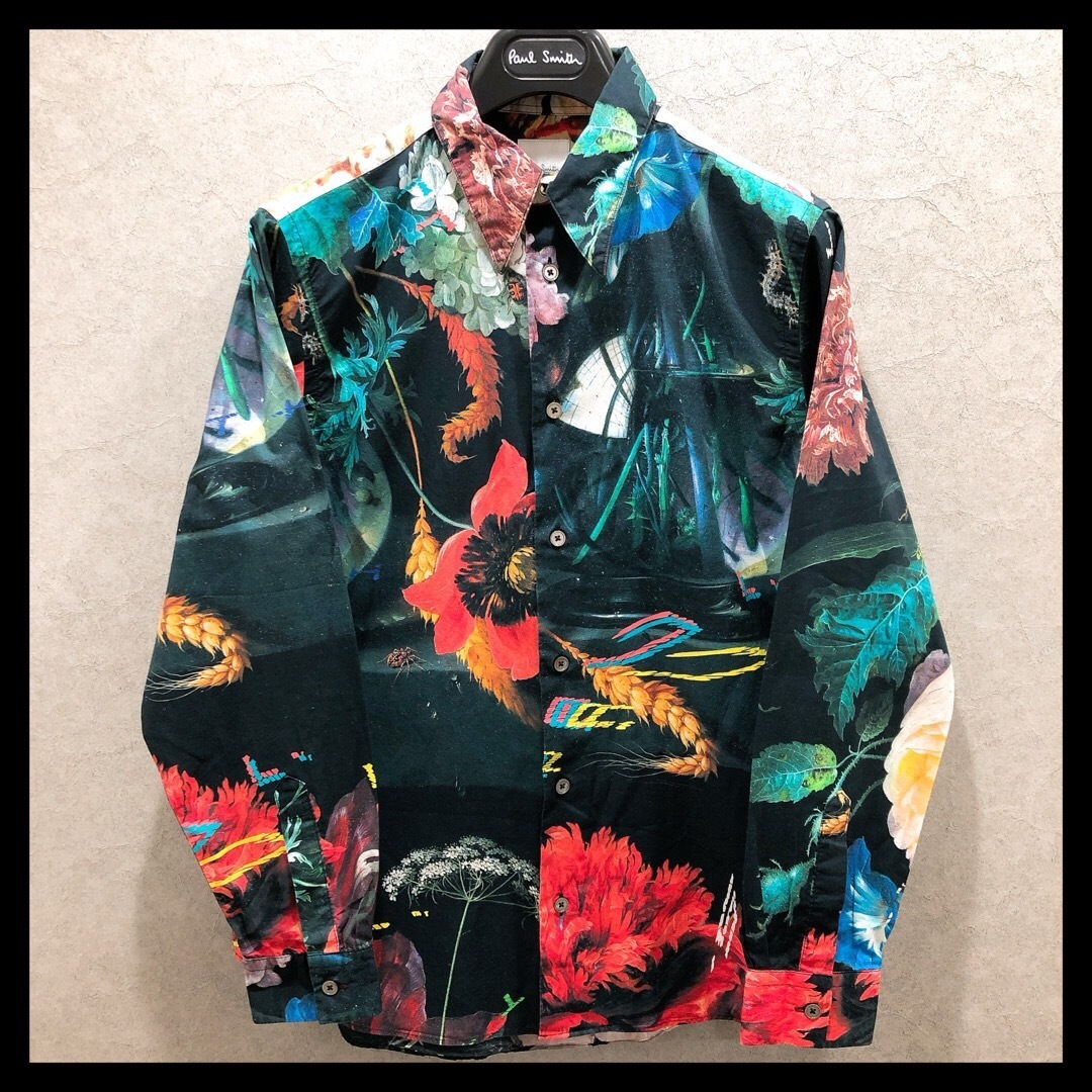 美品】ポールスミス 長袖シャツ 花柄 マルチカラー Sサイズ 美品】ポールスミス 長袖シャツ 花柄 マルチカラー Sサイズ