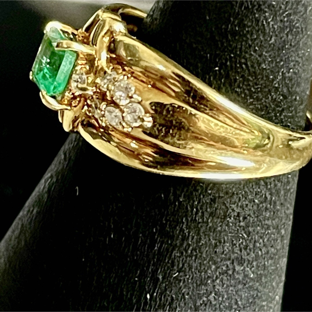 K18 エメラルド+ダイヤモンド デザインリング E0.46ct K18 エメラルド+ダイヤモンド デザインリング E0.46ct