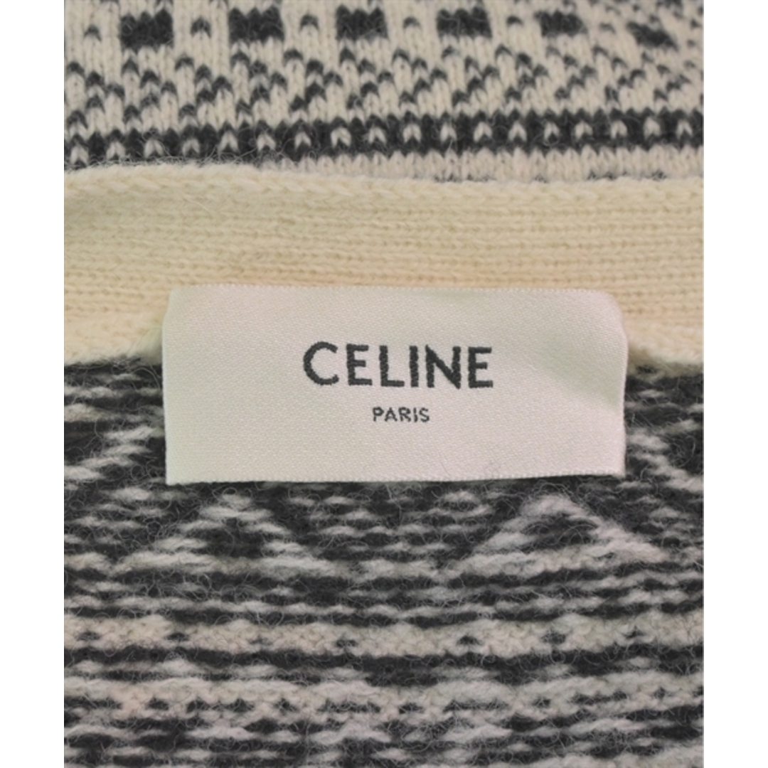 CELINE - CELINE セリーヌ カーディガン M アイボリーx黒x青等 CELINE - CELINE セリーヌ カーディガン M アイボリーx黒x青等