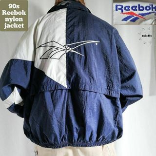 Reebok - 90sリーボックバックロゴ刺繍ナイロンジャケット Reebok - 90sリーボックバックロゴ刺繍ナイロンジャケット