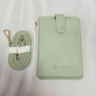 スマホポーチ ライトグリーン　レディース ポシェット　ミニマニスト　アウトドア(ショルダーバッグ)