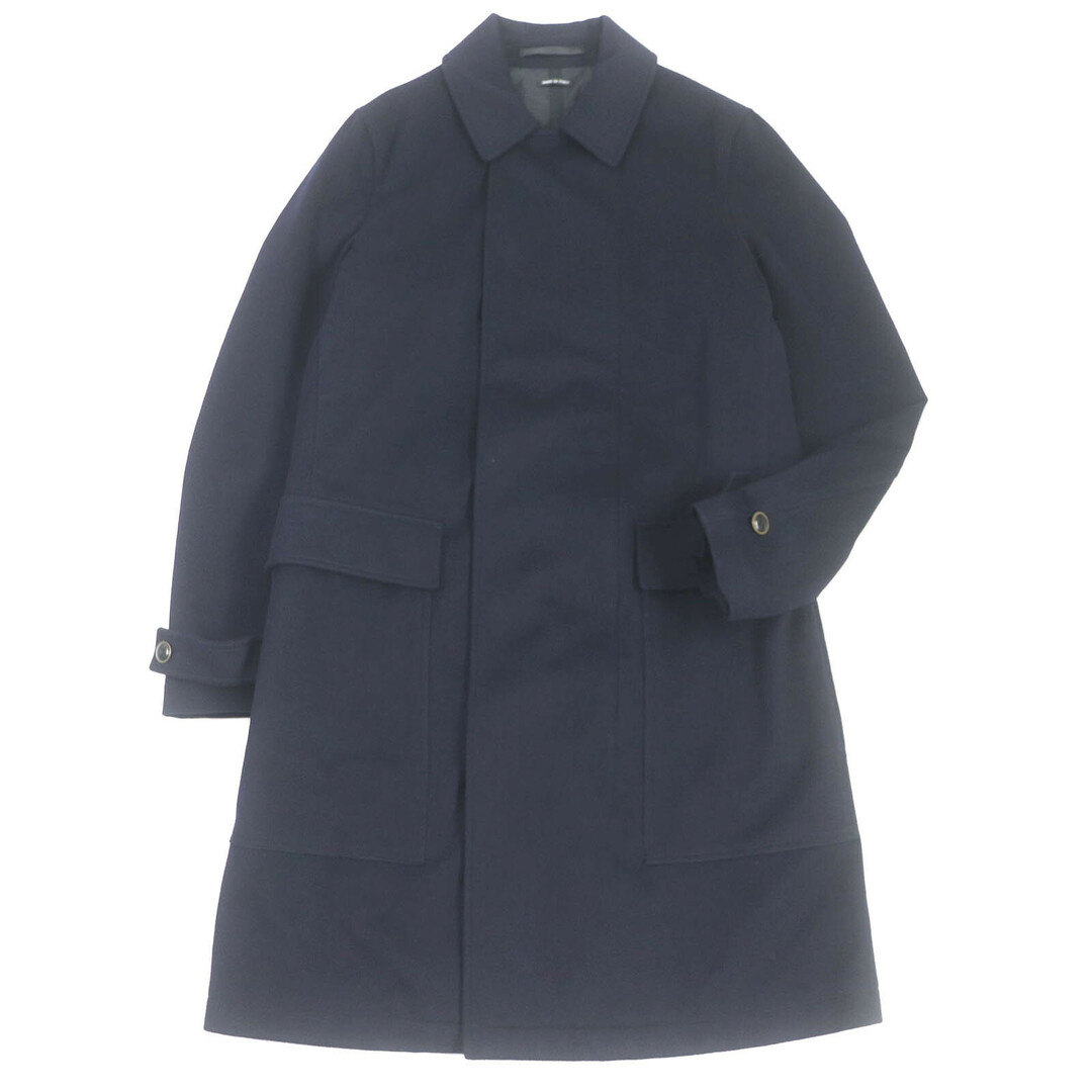 GIORGIO ARMANI - 極美品□GIORGIO ARMANI ジョルジオアルマーニ カシミヤ100％ WATER REPELLENT フライフロント ステンカラーコート ネイビー 48 イタリア製 正規品 メンズ