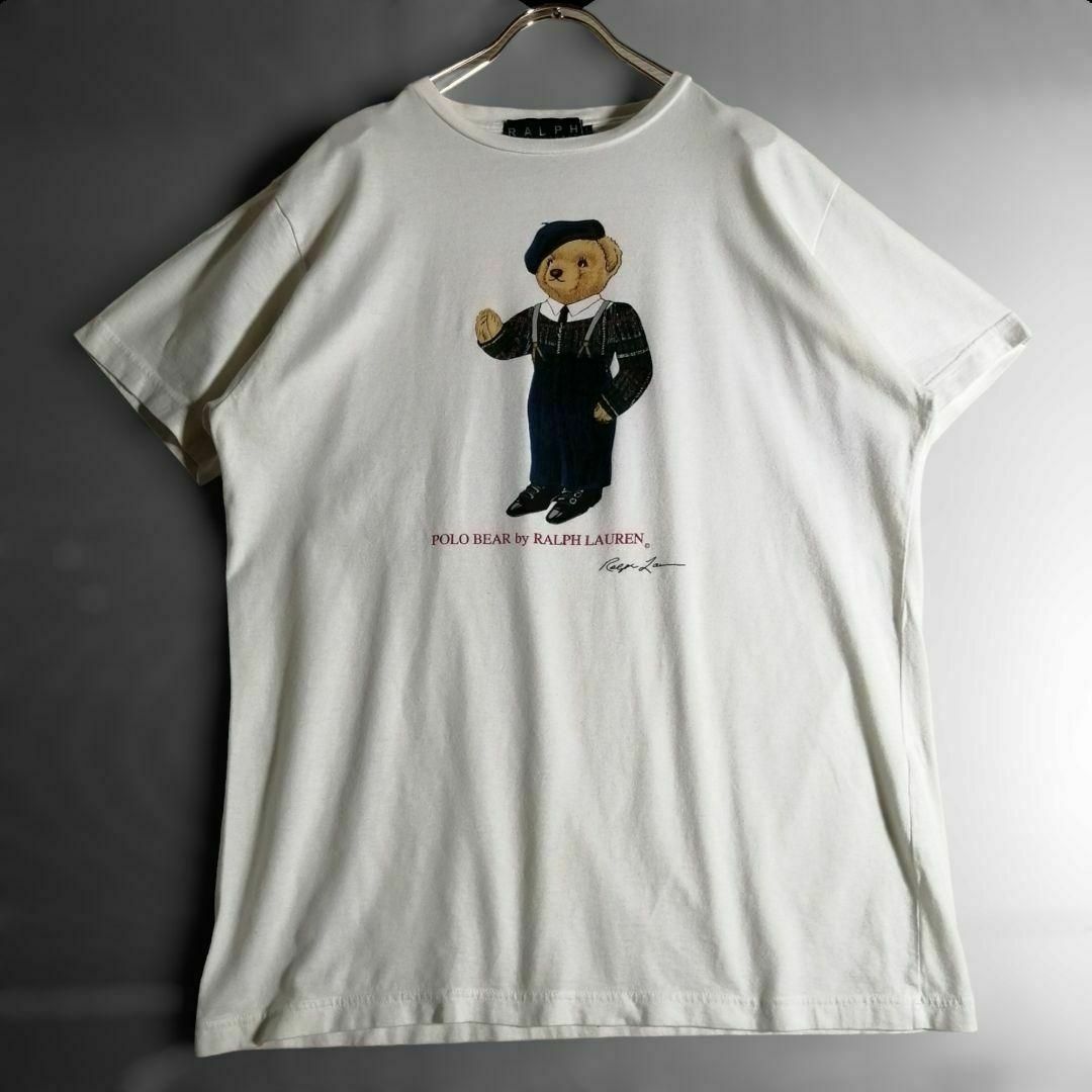 ラルフローレン ポロベア プリントTシャツ 白 90s 00s 古着 1688 ラルフローレン ポロベア プリントTシャツ 白 90s 00s 古着 1688