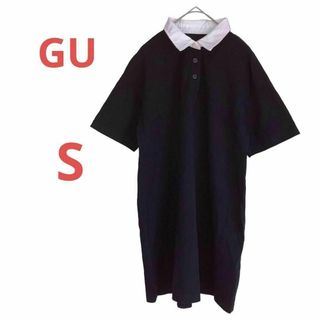 GU - GU ジーユー バイカラー ポロ ミニワンピース 半袖 黒 241 GU - GU ジーユー バイカラー ポロ ミニワンピース 半袖 黒 241