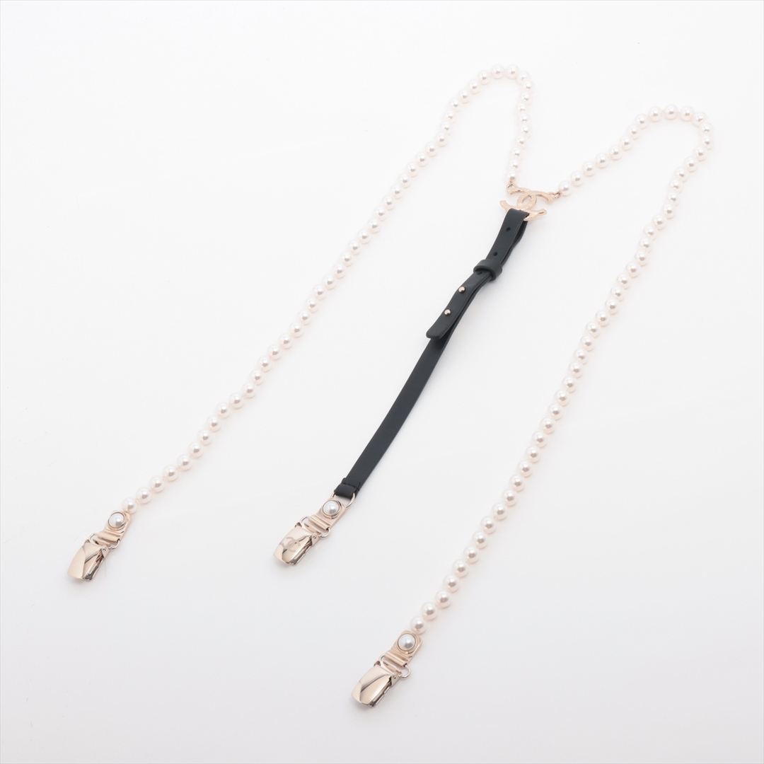 CHANEL - シャネル ココマーク GP×フェイクパール×レザー  ブラック レディース