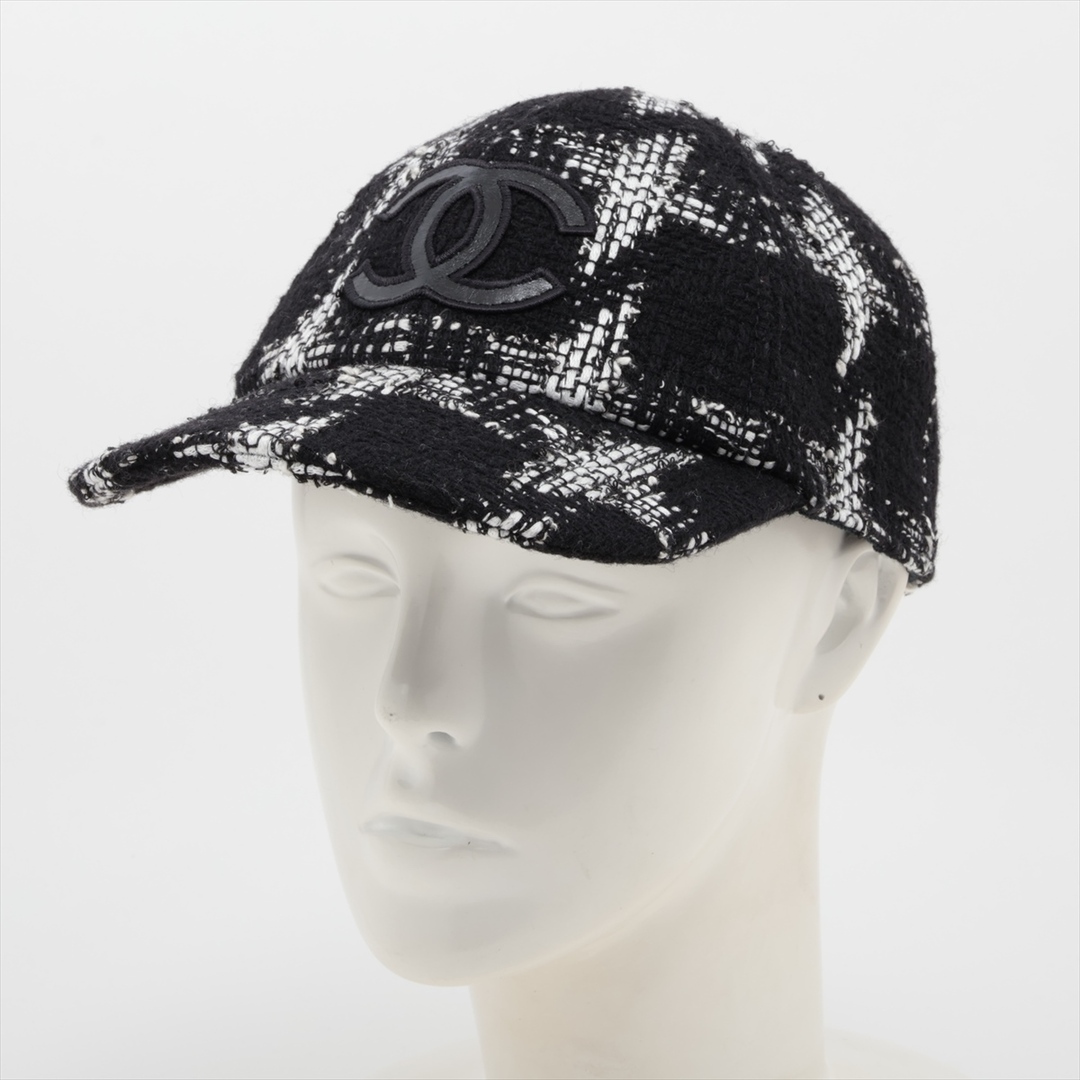 CHANEL - シャネル ココマーク コットン×ウール×アクリル  ブラック×ホワイト レ