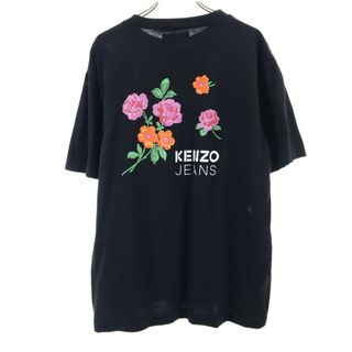 ケンゾージーンズ 90s 日本製 北斎タグ オールド バックプリント 半袖 Tシャツ FREE ブラック KENZO JEANS レディース(Tシャツ(半袖/袖なし))