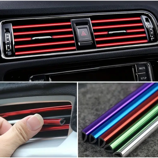 【カー用品】エアコン 吹き出し口 モール カバー 10本セット　レッド(車内アクセサリ)