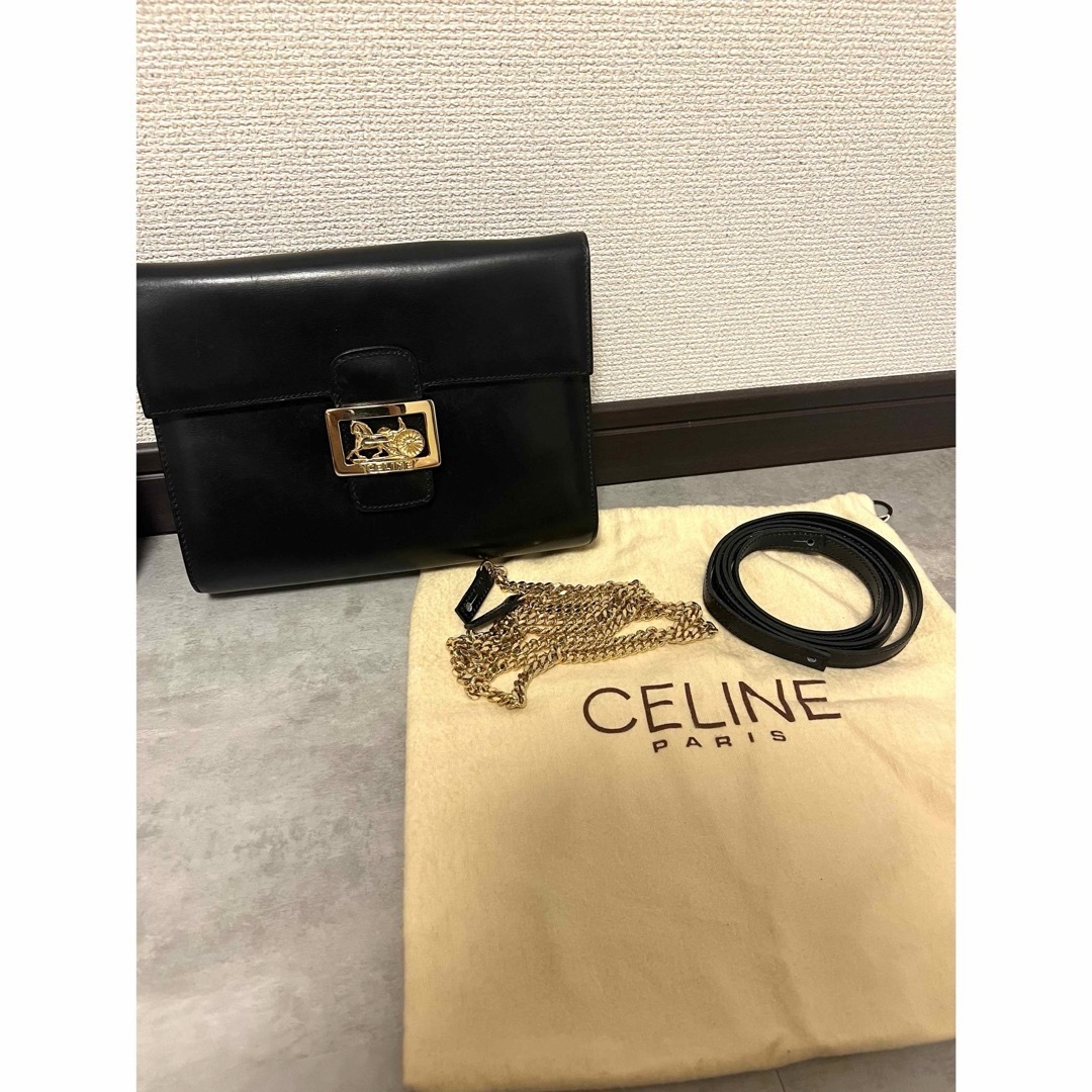 CELINE vintage ショルダーバッグ 馬車金具 CELINE vintage ショルダーバッグ 馬車金具