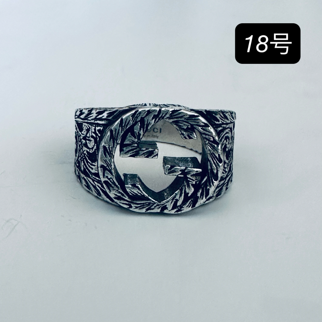 美品 グッチ インターロッキングG シルバーリング 指輪 18号 美品 グッチ インターロッキングG シルバーリング 指輪 18号