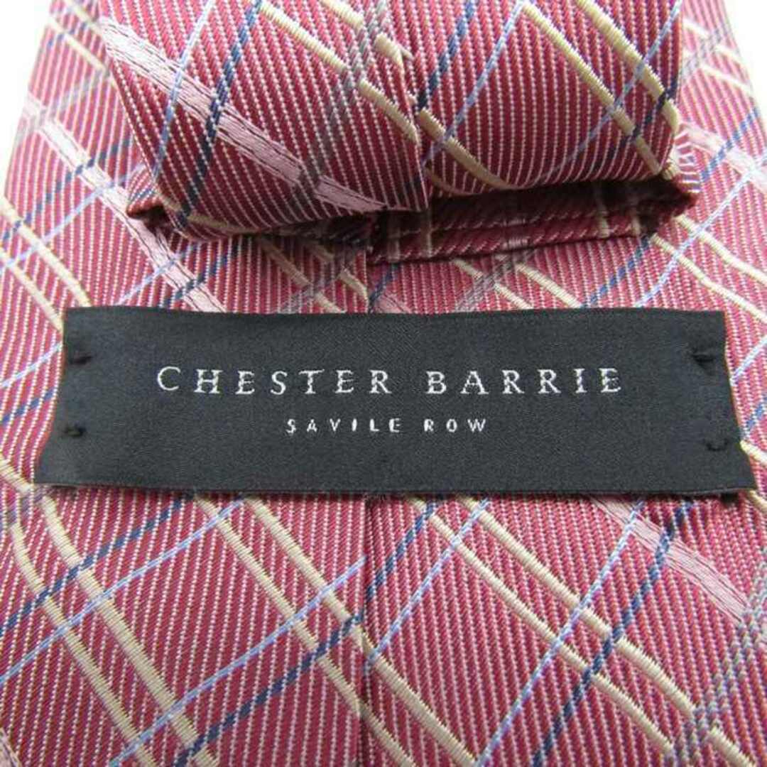 チェスターバリー ブランド ネクタイ サビルロウ チェック柄 格子柄 シルク PO  メンズ レッド CHESTER BARRIE メンズのファッション小物(ネクタイ)の商品写真