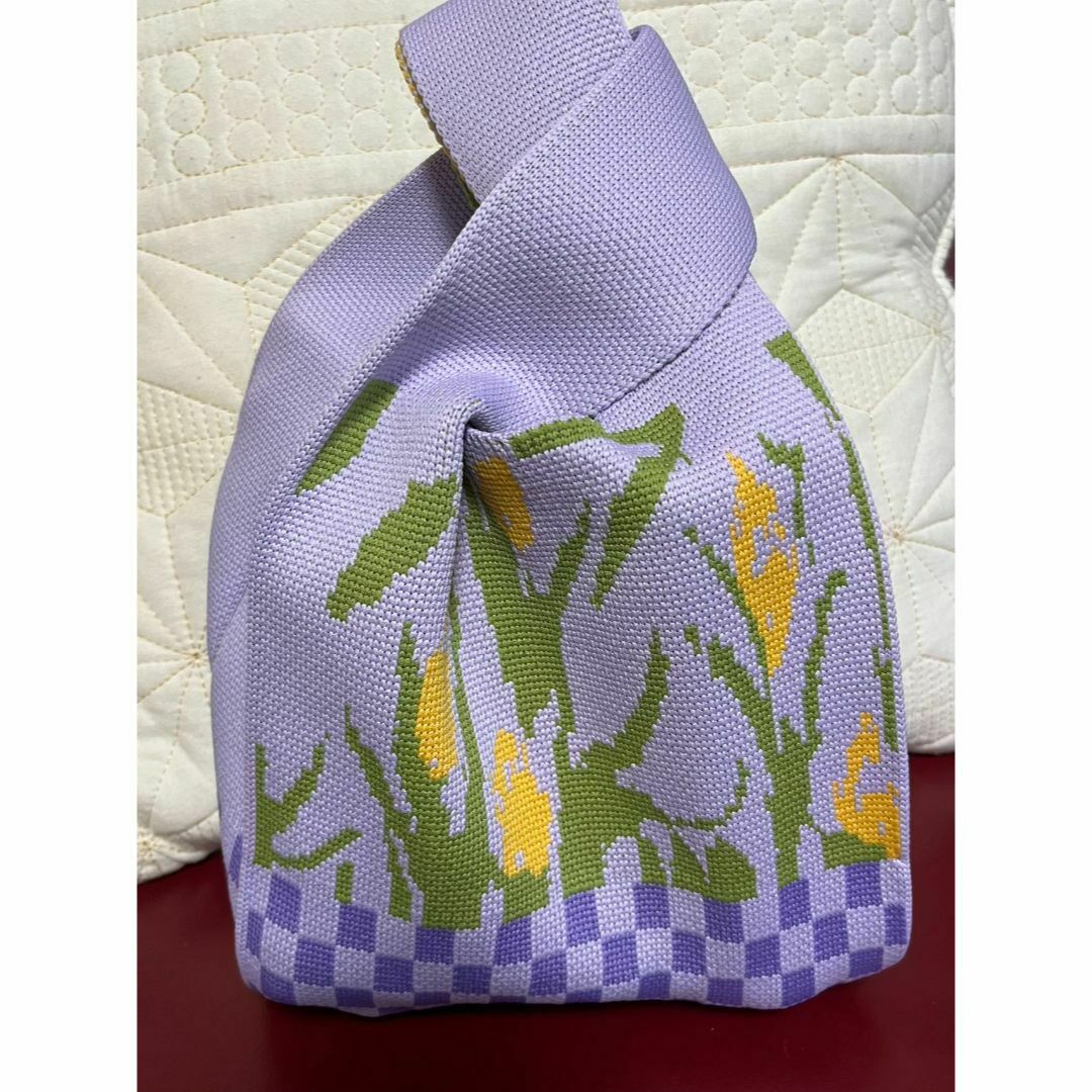 ニット編み ミニバッグトートバッグ レディース ハンドバッグサブバッグ軽量 レディースのバッグ(ハンドバッグ)の商品写真