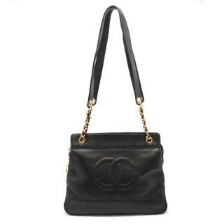 シャネル(CHANEL)のCHANEL シャネル ココマーク トートバッグ チェーンショルダー ショルダーバッグ レザー ブラック 黒 ゴールド金具(トートバッグ)
