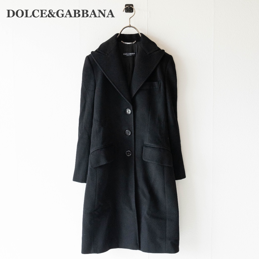 DOLCE&GABBANA】チェスターコート カシミヤ混 ブラック DOLCE&GABBANA】チェスターコート カシミヤ混 ブラック
