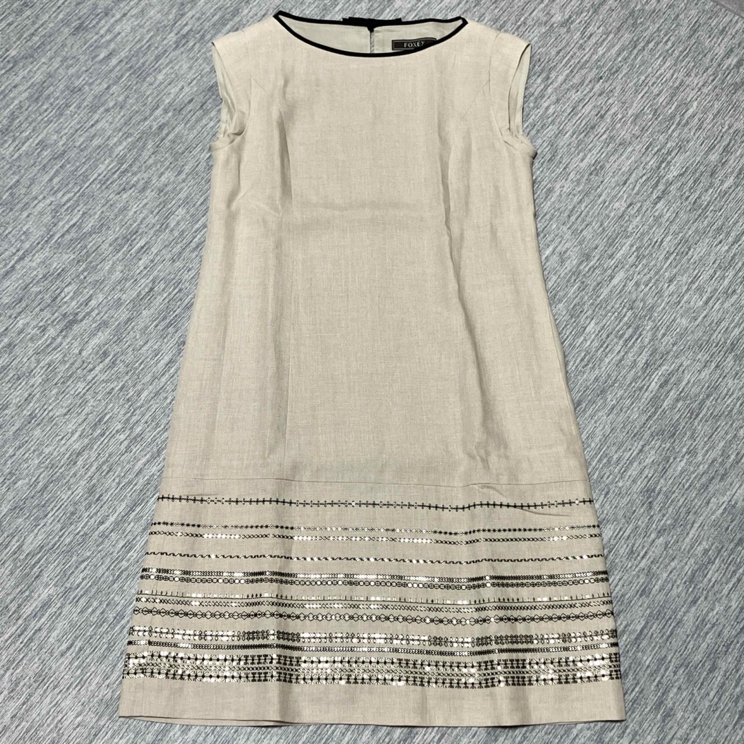 FOXEY フォクシー リネン ドレス ワンピース ノースリーブ FOXEY フォクシー リネン ドレス ワンピース ノースリーブ