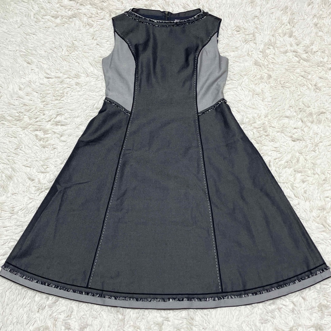 FOXEY フォクシー Aライン フリンジ ドレス ワンピース シルク混 FOXEY フォクシー Aライン フリンジ ドレス ワンピース シルク混