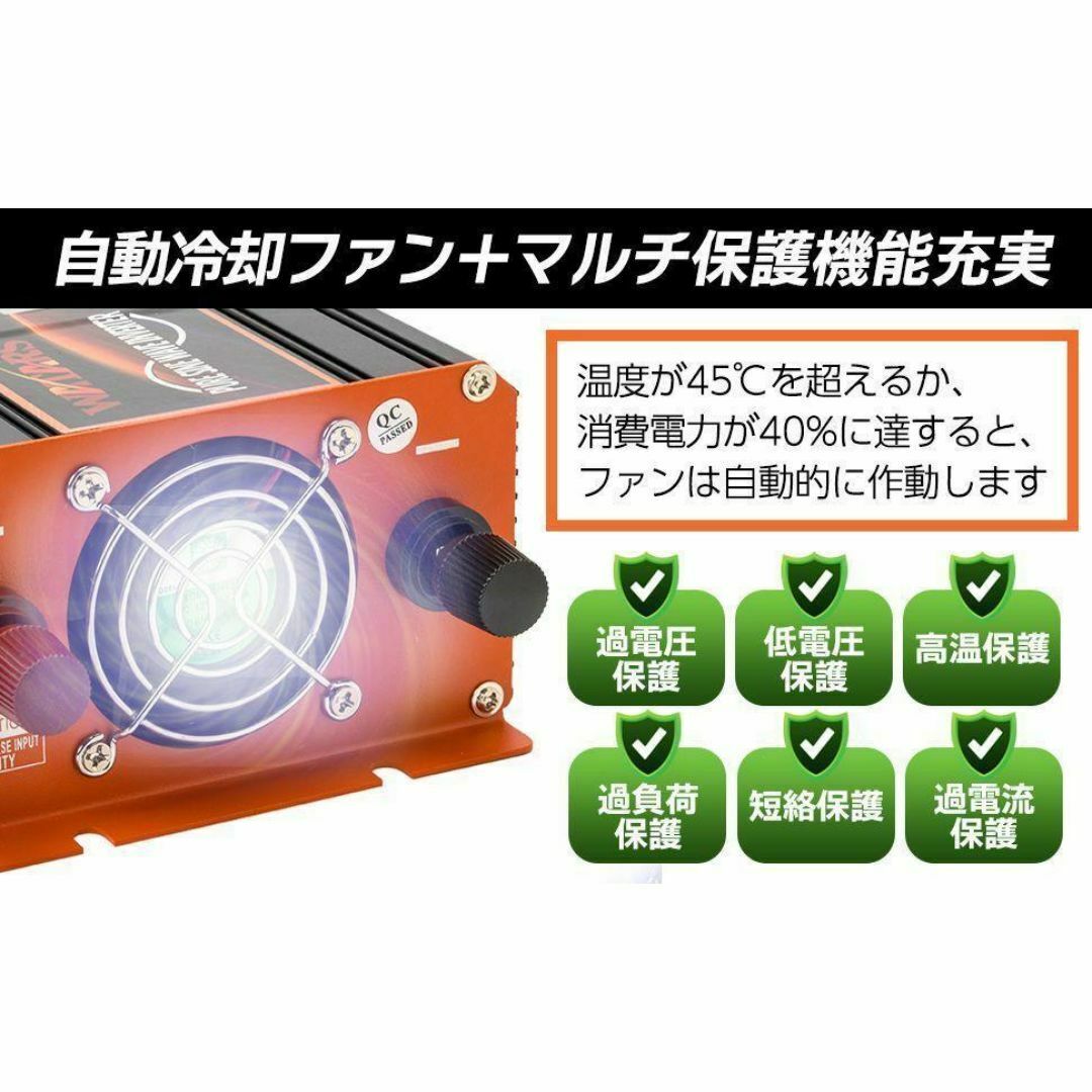 正弦波 インバーター 1100W コンセント USBポート Type-c2217 正弦波 インバーター 1100W コンセント USBポート Type-c2217