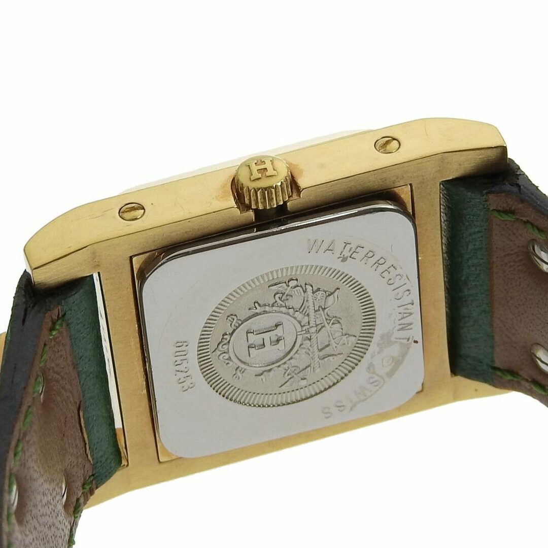 HERMES】エルメス メドール 金メッキ×レザー グリーン クオーツ HERMES】エルメス メドール 金メッキ×レザー グリーン クオーツ